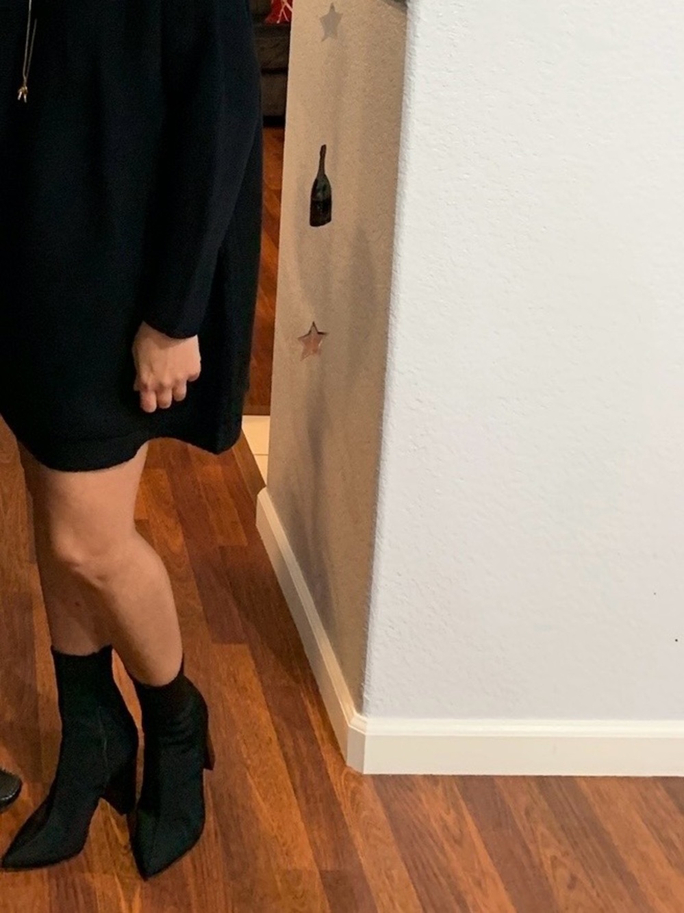 Excellent Condition Jeffrey Campbell Black Pointed
Sock Boot with Block Heel.